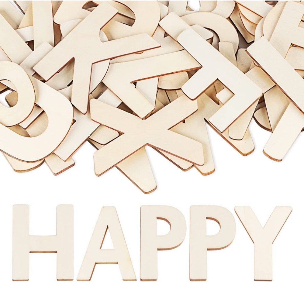 52 Pcs Wood Alphabet Letters for Crafts Wood Letters Sign Decoration